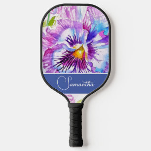 Purple Pansy Flower Floral Womans Name Love You Pickleball Paddle