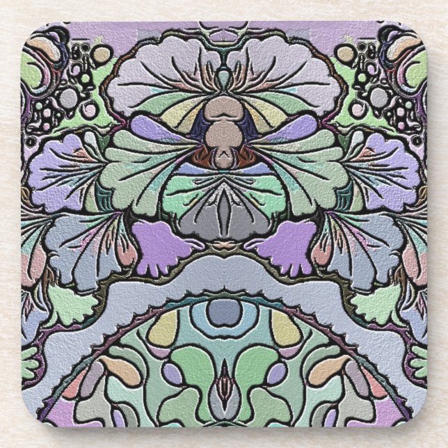 Purple pansy flower mosaic coaster (Front)