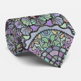 Purple pansy flower mosaic tie