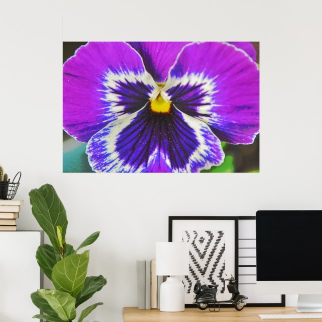 Purple Pansy Flower Poster Art (Home Office)