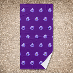 Purple Pansy Flower Seamless Pattern on Bath Towel