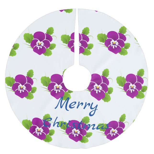 Purple Pansy Flower Thunder_Cove Brushed Polyester Tree Skirt (Front)