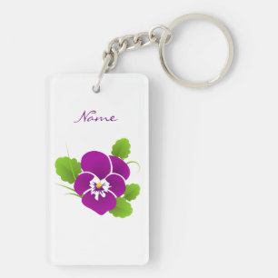 Purple Pansy Flower Thunder_Cove Key Ring