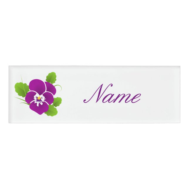 Purple Pansy Flower Thunder_Cove Name Tag (Front)