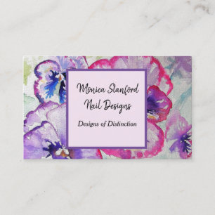Purple Pansy Flowers Watercolour Business Card