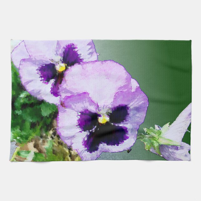 purple pansy kitchen towel1 tea towel (Horizontal)