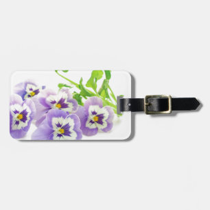 purple pansy luggage tag