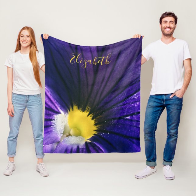 Purple pansy macro photograph elegant fleece blanket (In Situ)