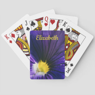 Purple pansy macro photograph elegant floral playing cards