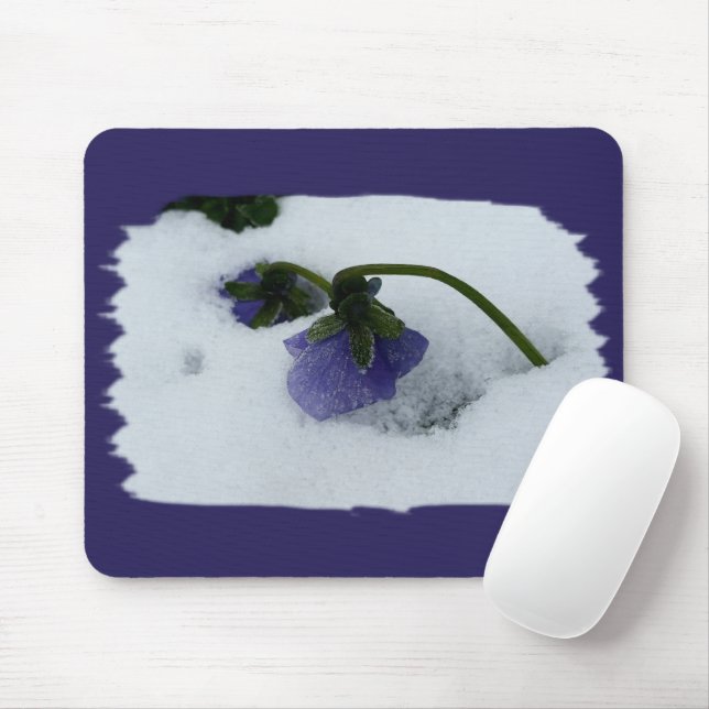 Purple pansy on the snow mouse pad (With Mouse)