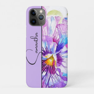 Purple Pansy Pansies Watercolor Floral Flower Case-Mate iPhone Case