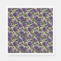 Purple Pansy Paper Napkins Party Tableware