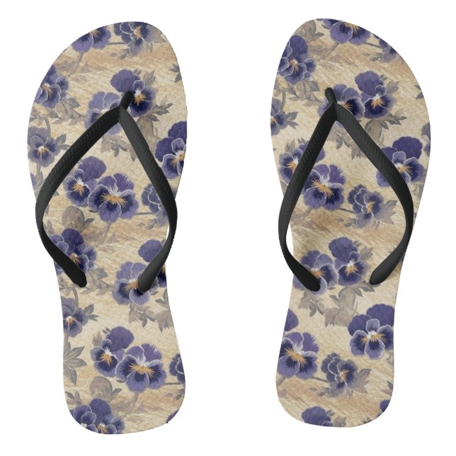 Purple Pansy Pattern Jandals (Footbed)