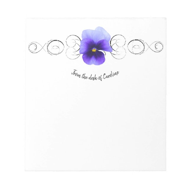 Purple Pansy Personalised Notepad (Front)