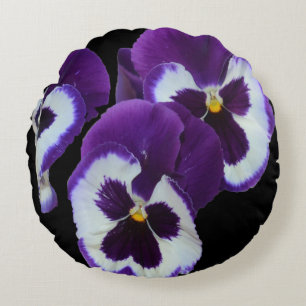 Purple Pansy Posy, Round Cushion