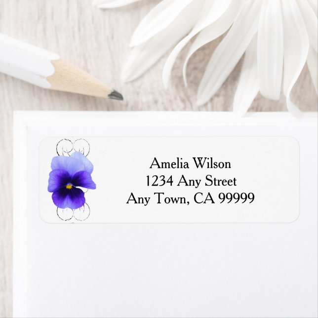 Purple Pansy Return Address Label (Insitu)
