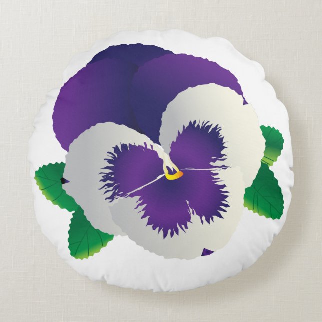 Purple Pansy Round Pillow (Front)