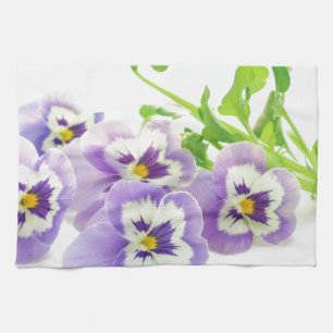 purple pansy tea towel