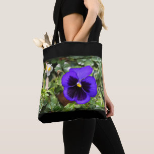 Purple pansy tote bag