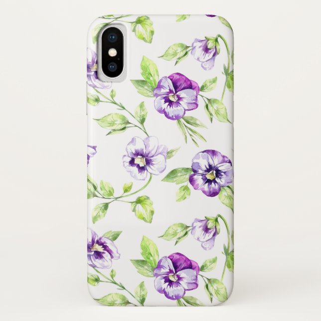 Purple Pansy Watercolor iPhone / iPad case (Back)