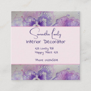 Purple Pansy Watercolor Pansies Square St Square Business Card