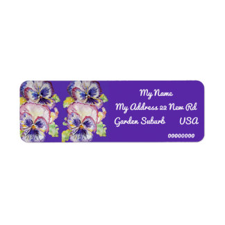 Purple Pansy Watercolour Return Address Labels
