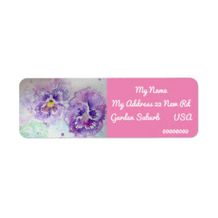 Purple Pansy Watercolour Return Address Labels