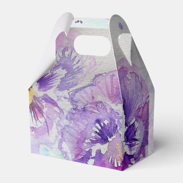 Purple Pansy Watercolour Return Address Labels Favour Box (Front Side)