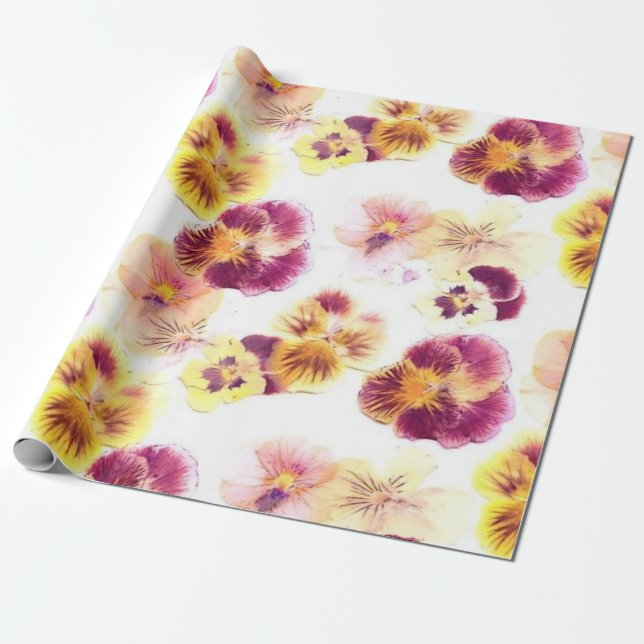 Purple Pansy Wrapping Paper (Unrolled)