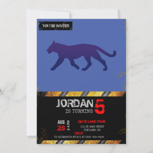 Purple panther silhouette - Choose background colo Invitation