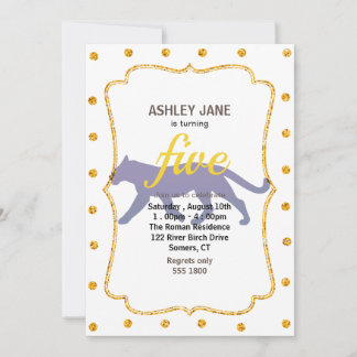 Purple panther silhouette - Choose background colo Invitation