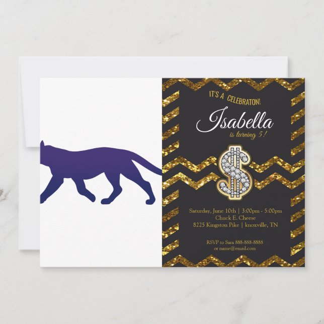 Purple panther silhouette - Choose background colo Invitation (Front)