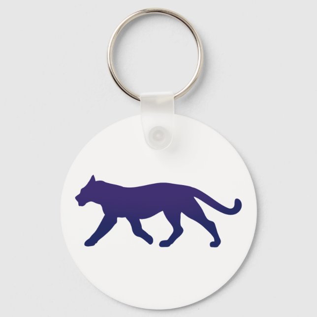 Purple panther silhouette - Choose background colo Key Ring (Front)