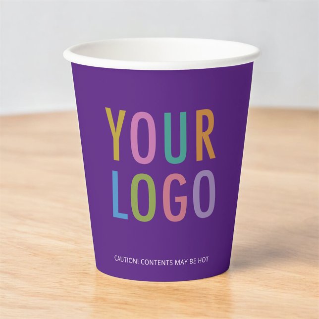 Purple Paper Cups Custom Company Logo Branded 8 oz (MISOOK Purple Paper Cups with Logo)