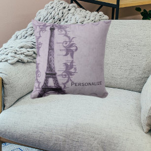 Purple Paris Grunge Cushion