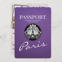 Purple Paris Passport Save The Date
