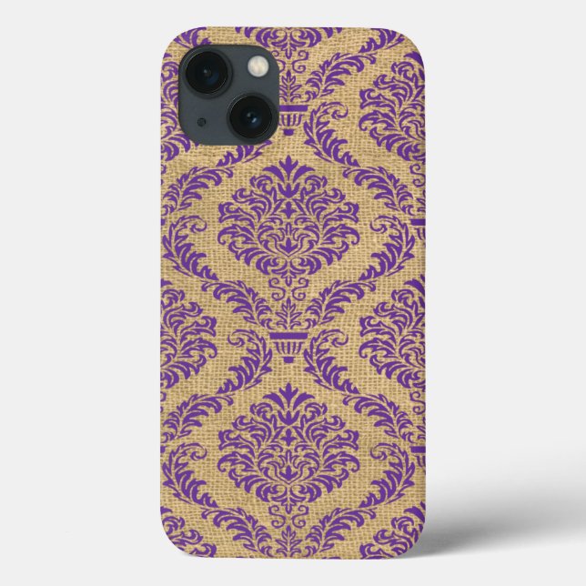 Purple Parisian Moods Damask Case-Mate iPhone Case (Back)
