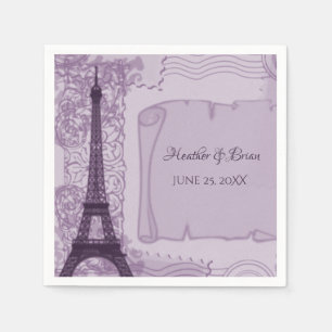 Purple Parisian Wedding Paper Napkins