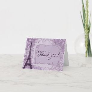 Purple Parisian Wedding Thank You Cards