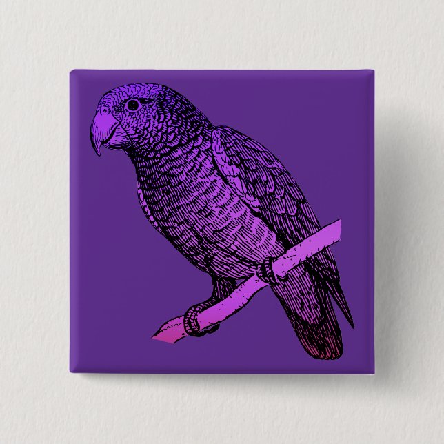 Purple Parrot 15 Cm Square Badge (Front)