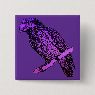 Purple Parrot 15 Cm Square Badge