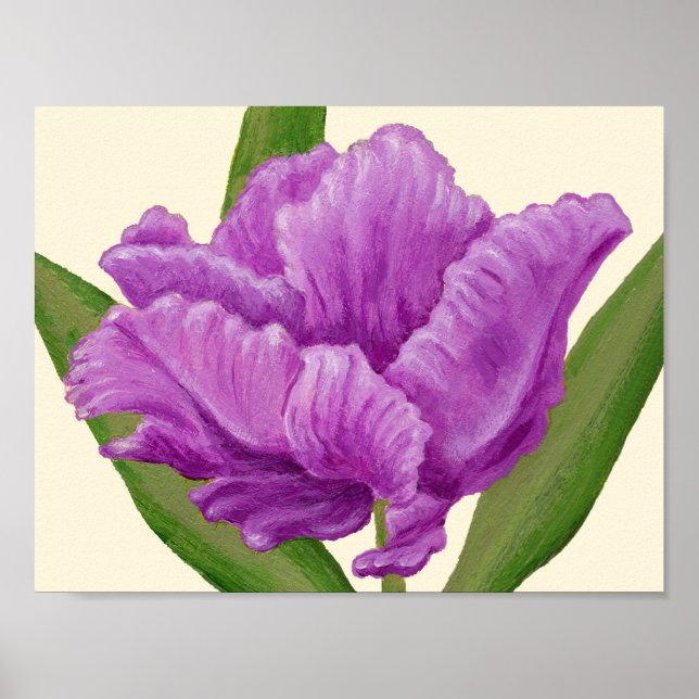 Purple Parrot Tulip art print. Poster (Front)