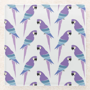 Purple Parrots Glass Coaster