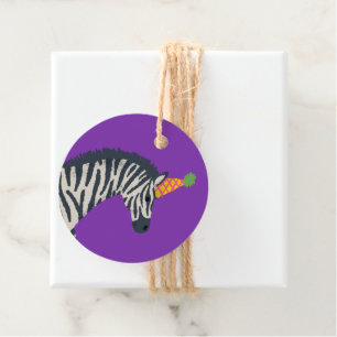 Purple Party Animal Zebra Birthday Party Favour Tags