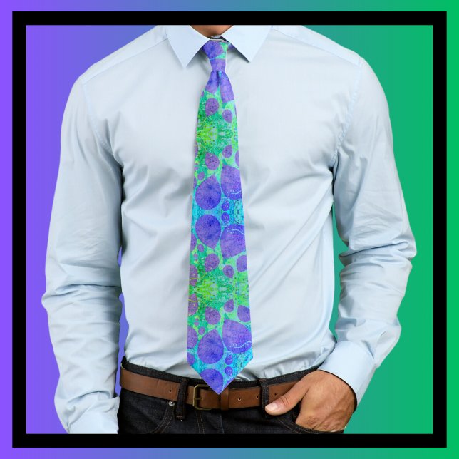 Purple Party Balloons Blue Green Abstract Art  Tie (Creator Uploaded)