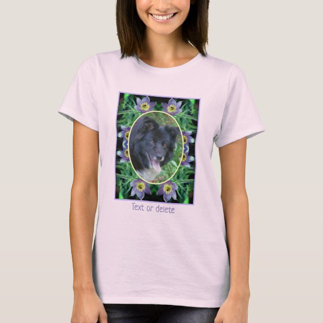 Purple Pasque Flowers Frame Create Your Own Photo T-Shirt (Front)