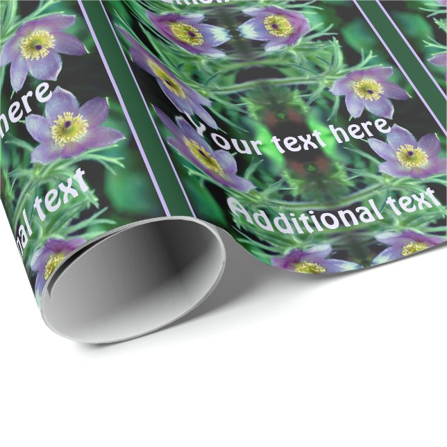 Purple Pasque Spring Flowers Personalised Wrapping Paper (Roll Corner)