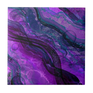 Purple Passion Alcohol Ink Abstract Design Tile
