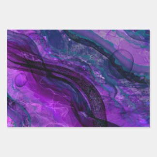 Purple Passion Alcohol Ink Abstract Design Wrapping Paper Sheet