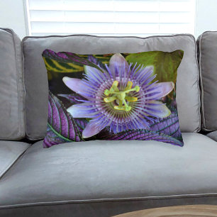 Purple Passion Flower Botanical Floral Decorative Cushion
